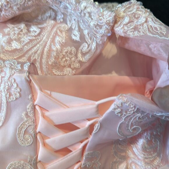 Women’s Pink Tea Length Mother of the Bride Groom Corset Back Dress Size 10 NWOT - Picture 9 of 15